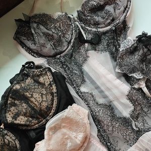 4 piece lot-victorias secret lingerie body lace corset bra 34c
